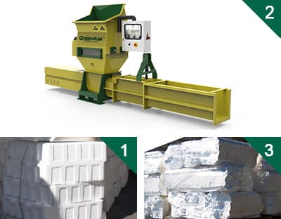 Styrofoam compactors of GREENMAX APOLO Series